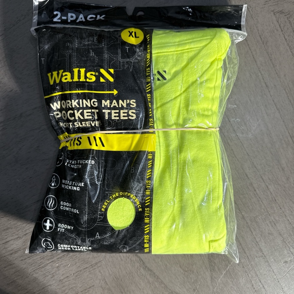 Walls Men's Bright Yellow Pocket Tees - 2 Pack